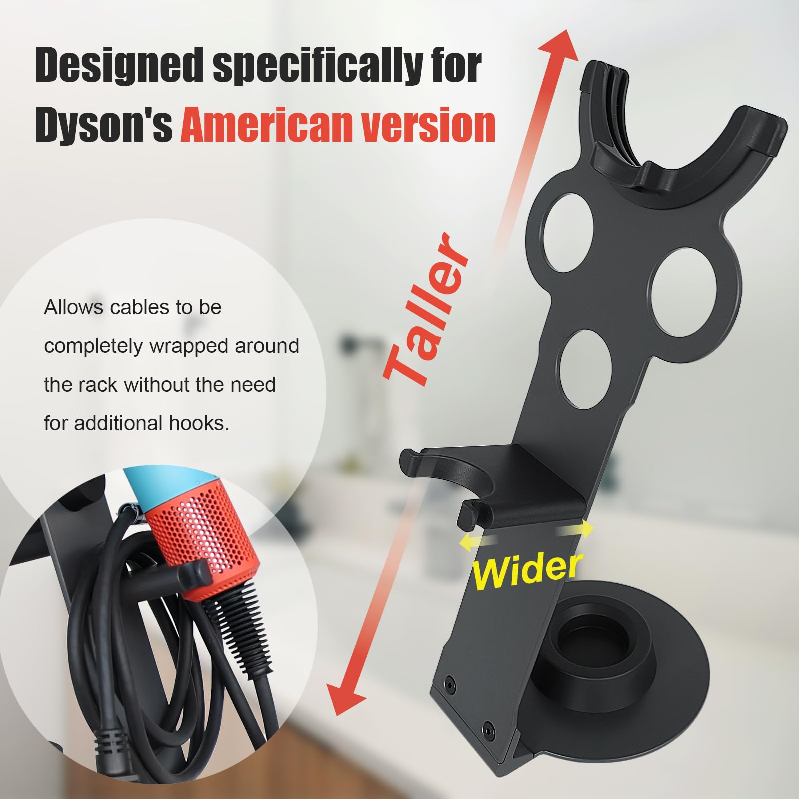 CATOOMUU Dyson storage image highlights nozzle and accessory organization.