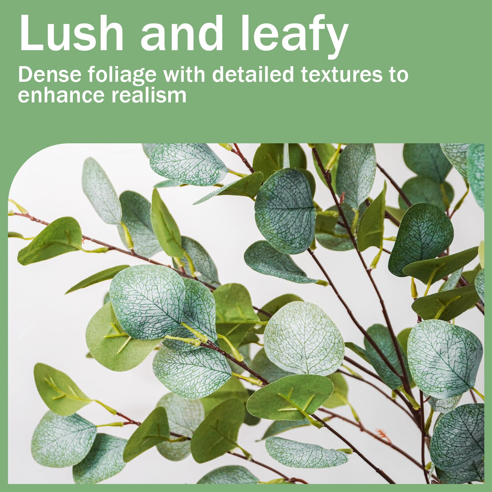 Caxchiling artificial eucalyptus tree with natural trunk adds lifelike greenery to offices.