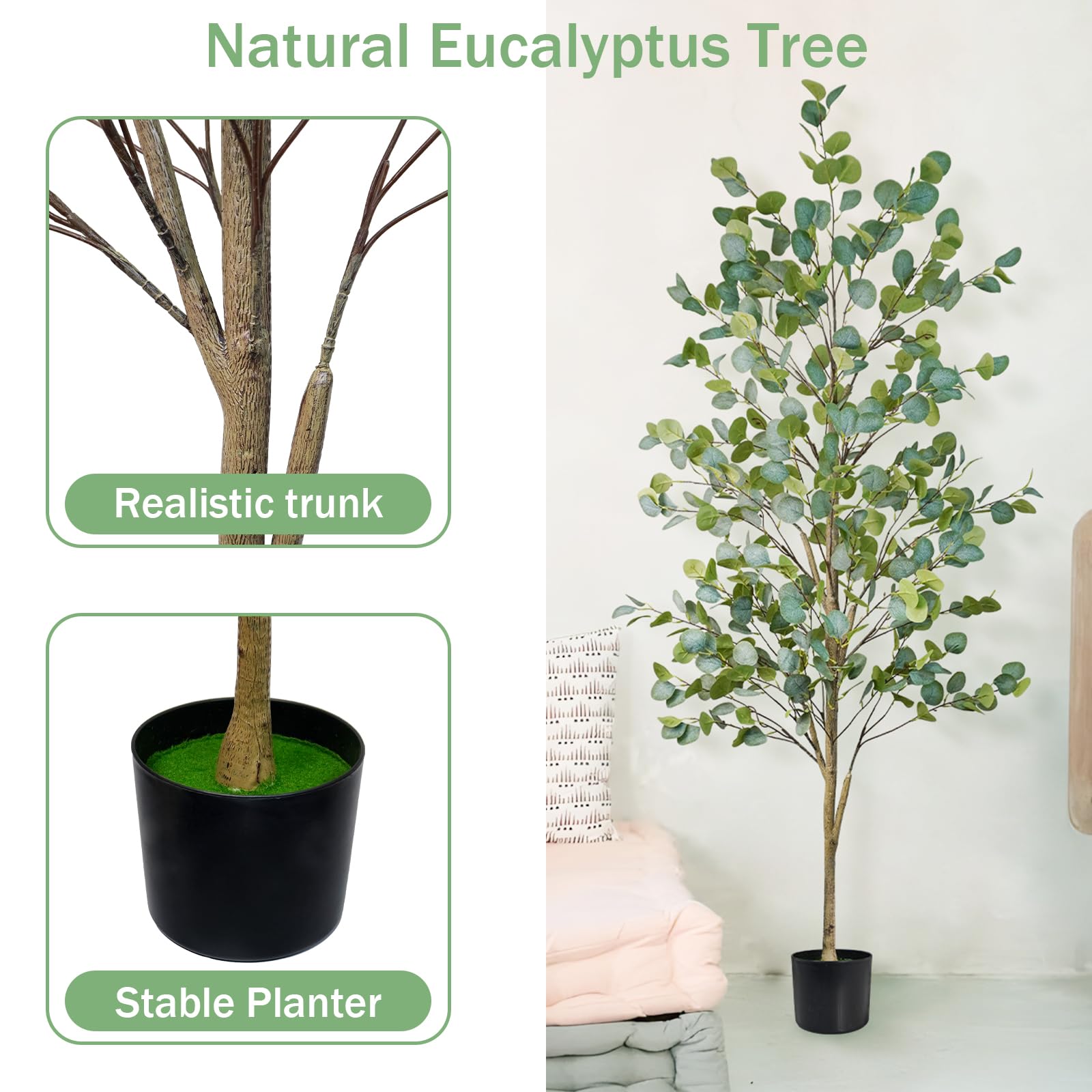 Caxchiling black planter stabilizes the artificial tree for steady display.
