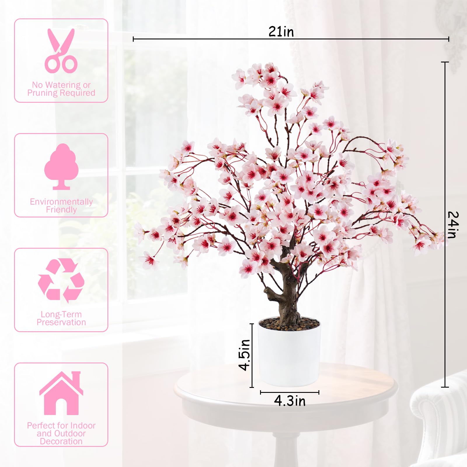 Caxchiling Cherry Blossom Tree 2ft on a neat desk adding spring ambience