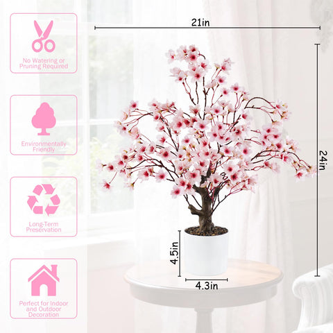 Caxchiling Cherry Blossom Tree 2ft on a neat desk adding spring ambience