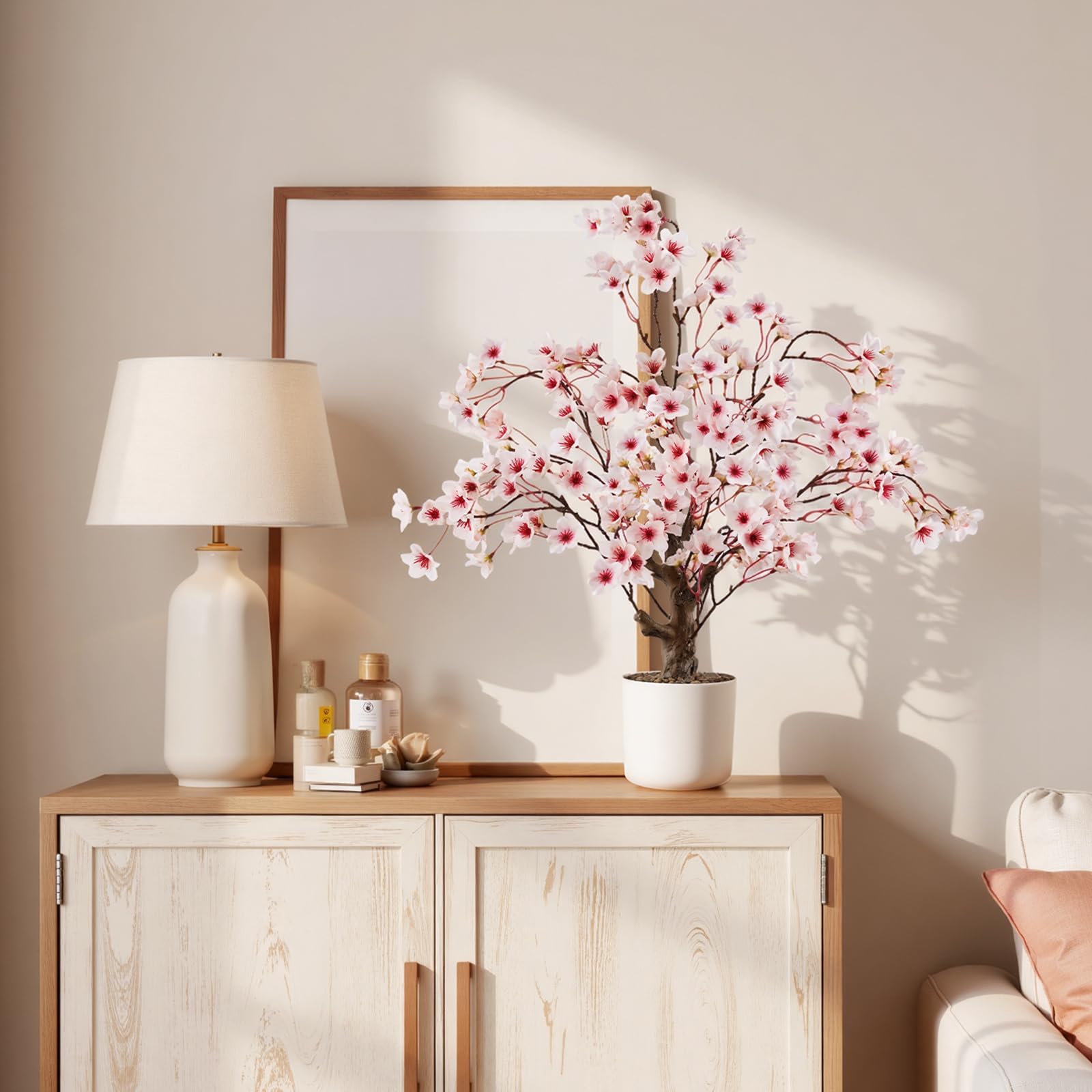 Caxchiling Cherry Blossom Tree 2ft living room display brightens shelves and tabletops