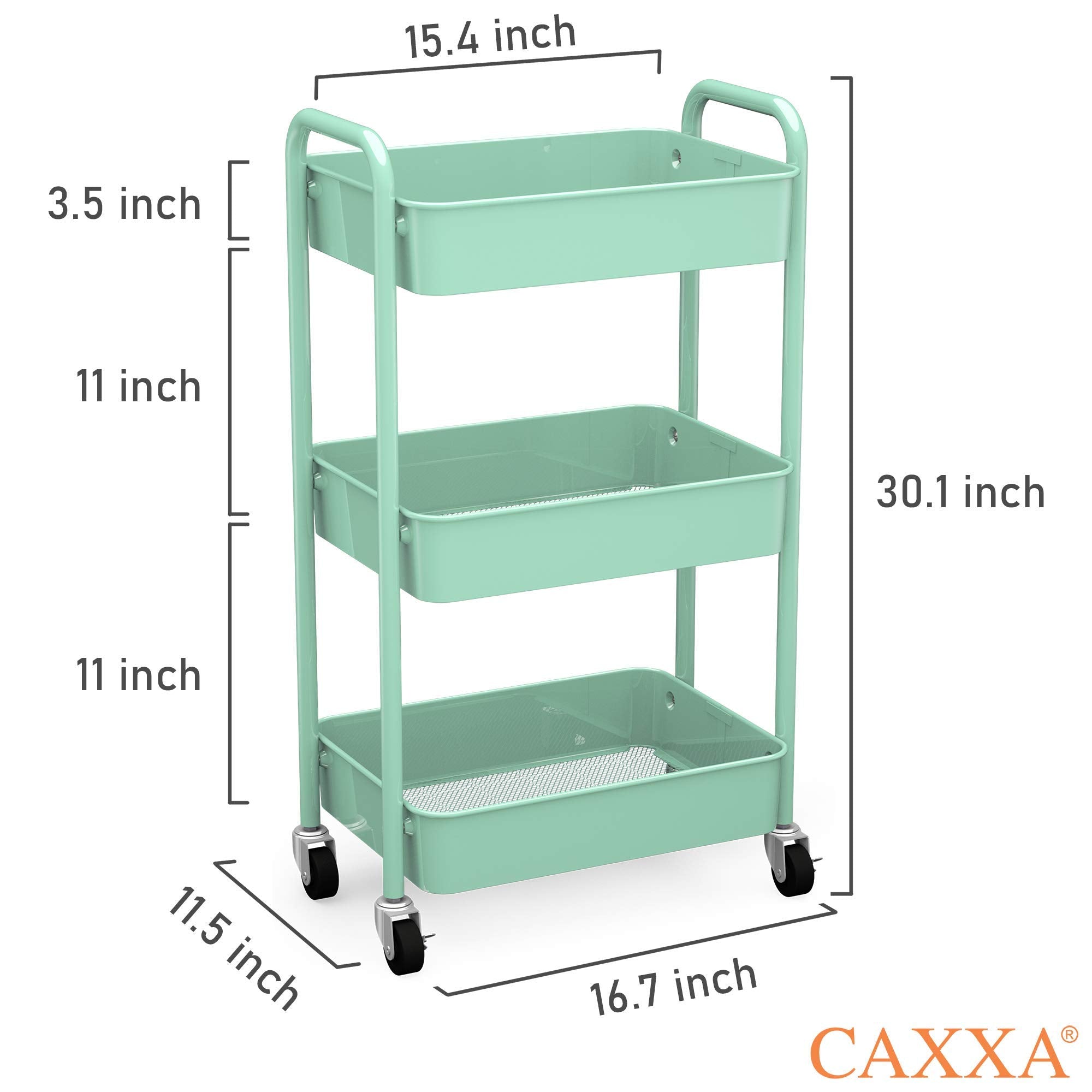 CAXXA kitchen cart with caster wheels eases moving between counters