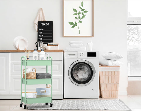 CAXXA storage cart with three shelves helps declutter compact rooms