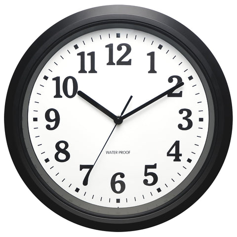Caysie 12-inch sealed wall clock with outdoor waterproof protection for patios.