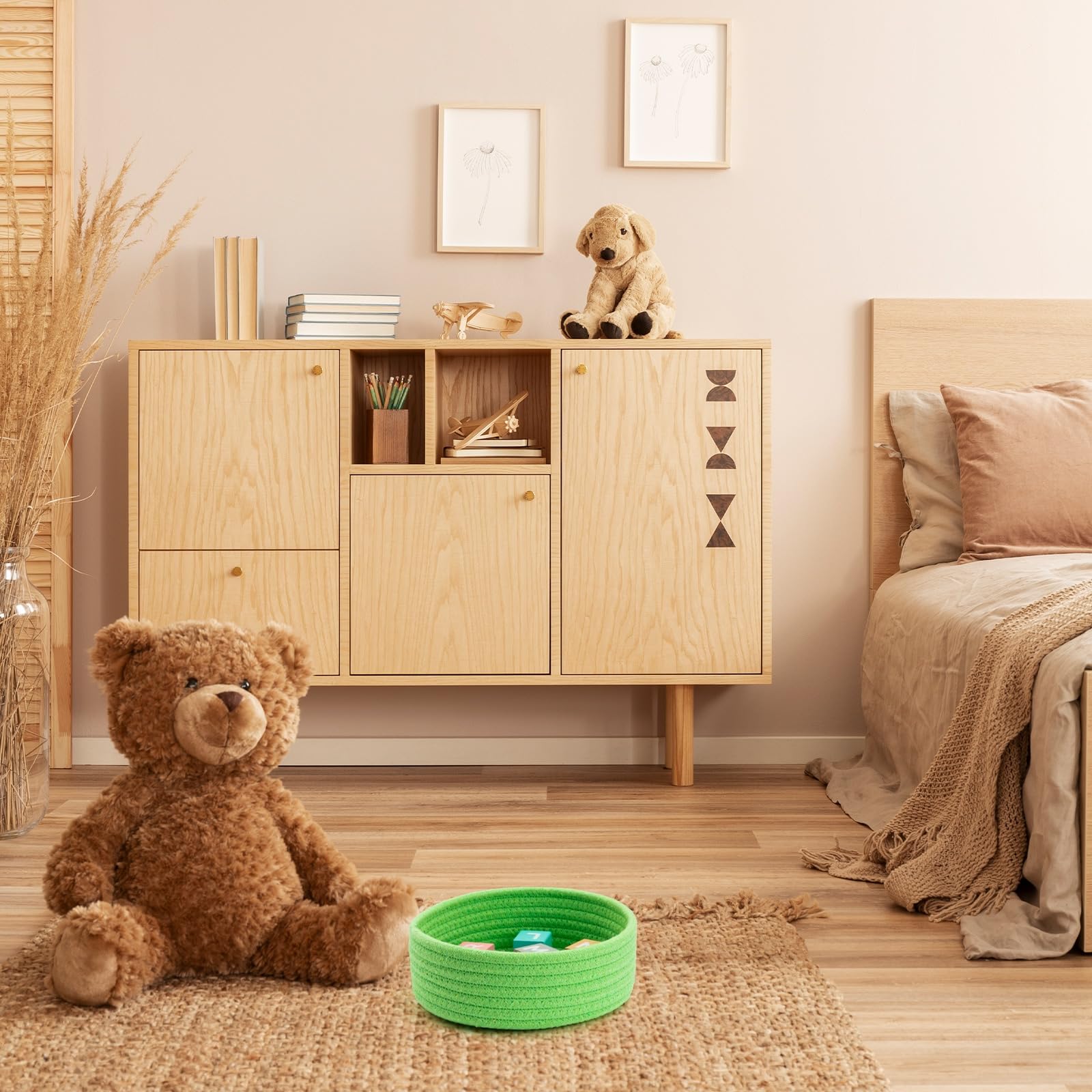 Cazzon Rainbow bedroom organizer basket helps tidy clothing accessories