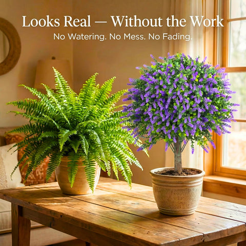 CAZZOVA outdoor faux plant decor suited for porches and patios.