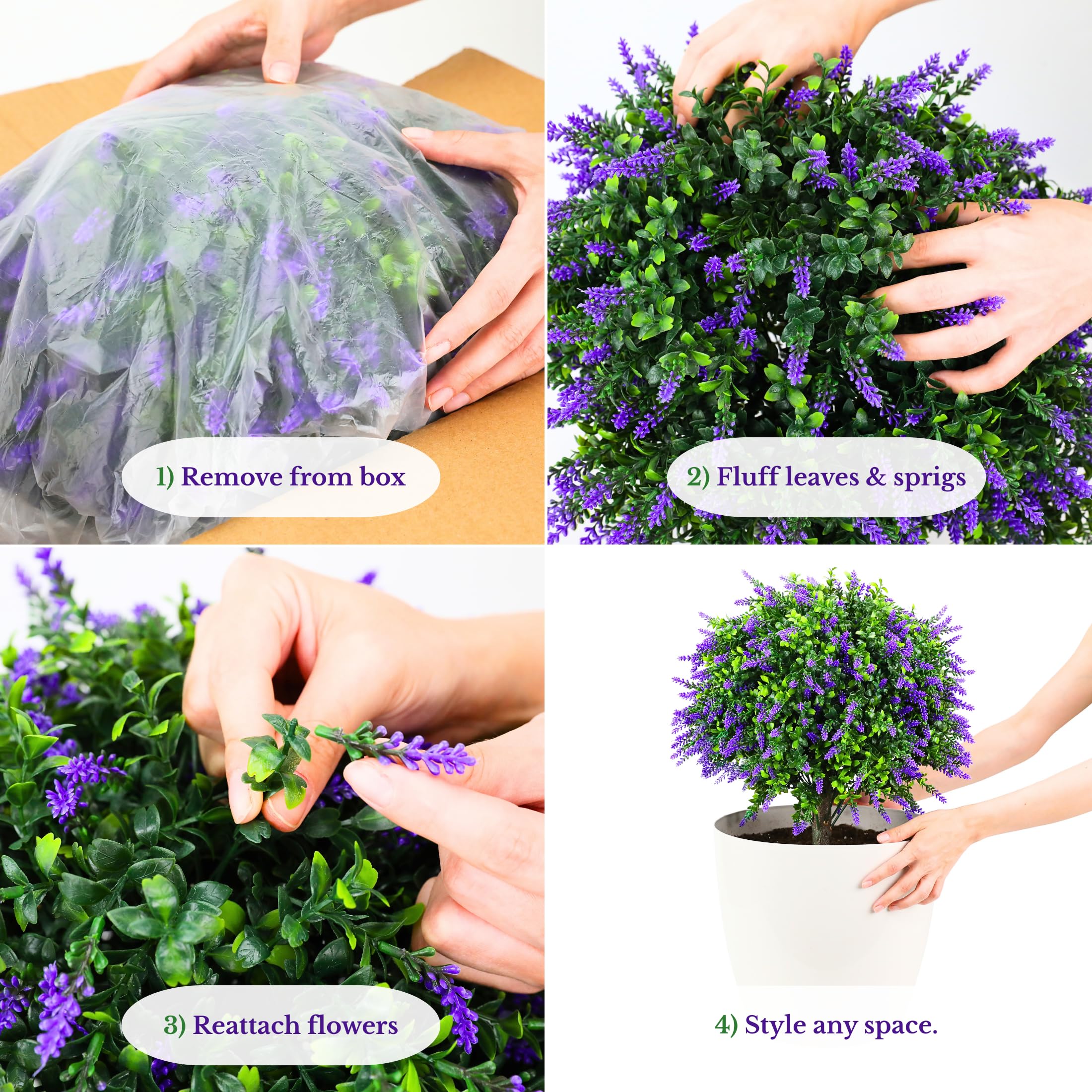 CAZZOVA front-door lavender topiary set blends greenery with contemporary style.