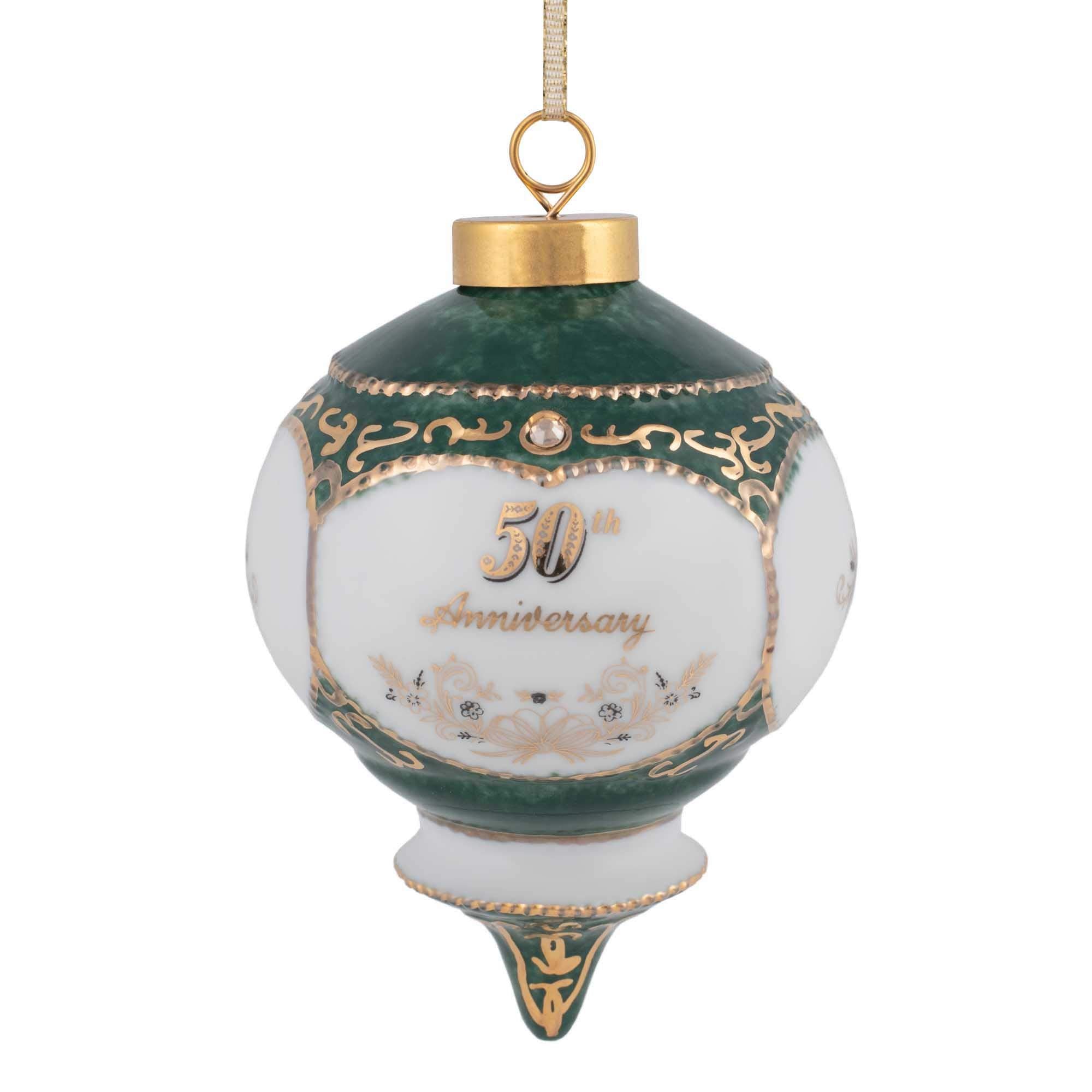 CBE Happy 50th Anniversary ornament portrait showcases vintage charm for year-round display.