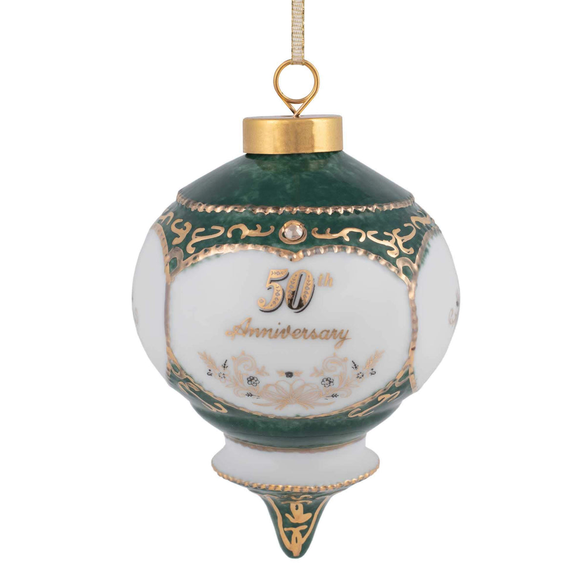 CBE Happy 50th Anniversary ornament portrait showcases vintage charm for year-round display.