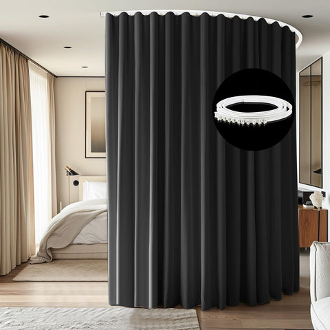 CBSRORO arc-track curtain enables flexible room division for private spaces.