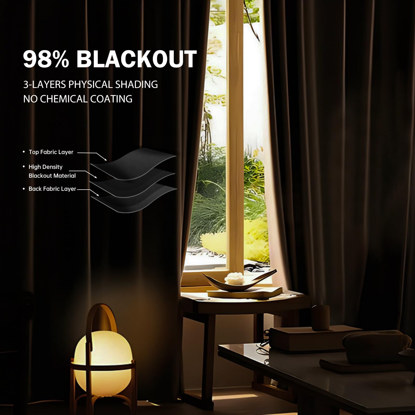 CBSRORO white ceiling track with black blackout panel in a modern room