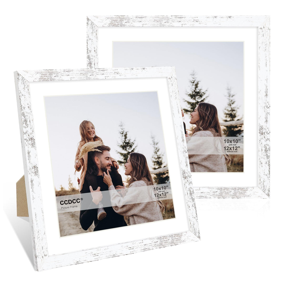 ccdcc 12x12 frame set with mat showcases 10x10 photos clearly.