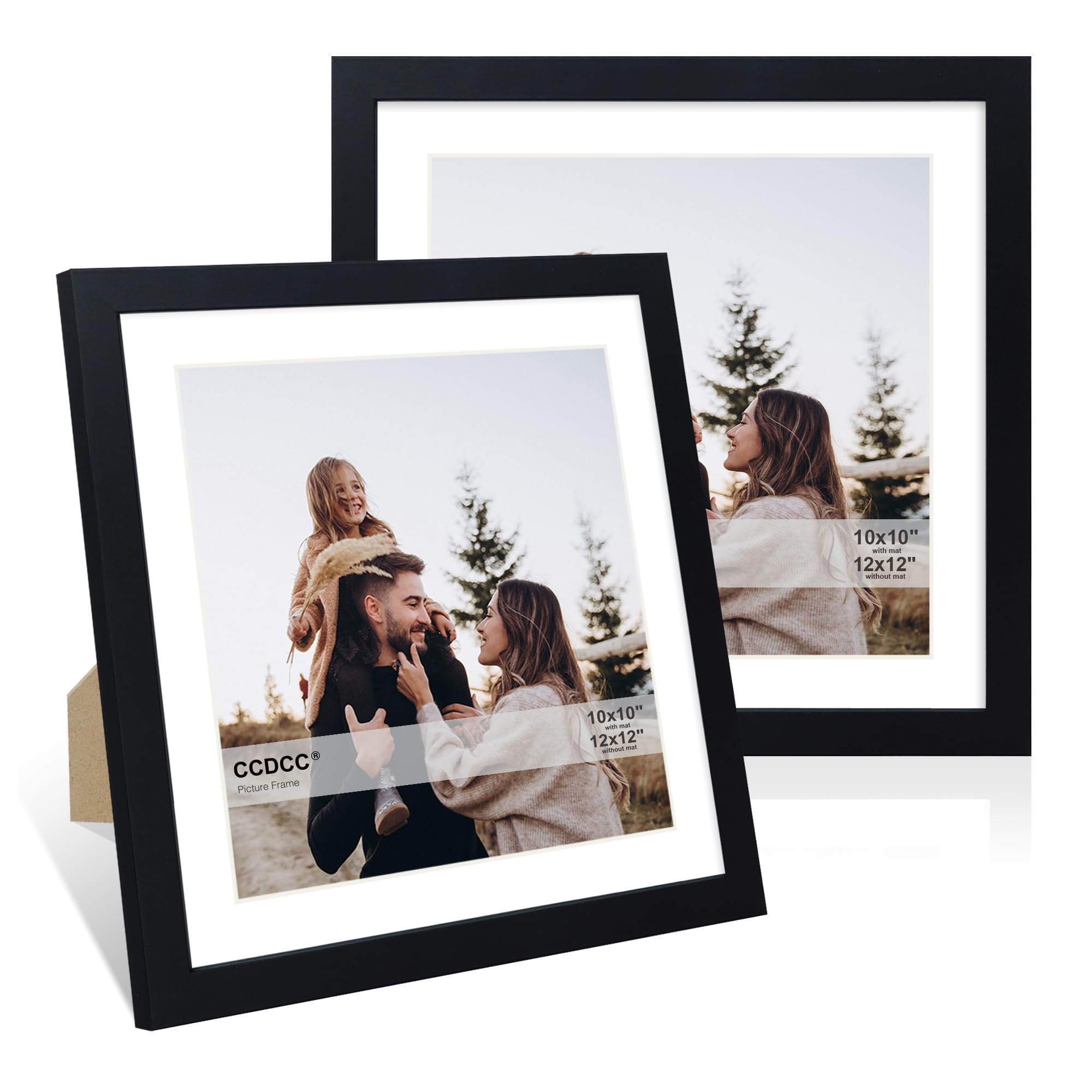ccdcc 12x12 frame set front view for wall or desk display, protecting memories with real glass.