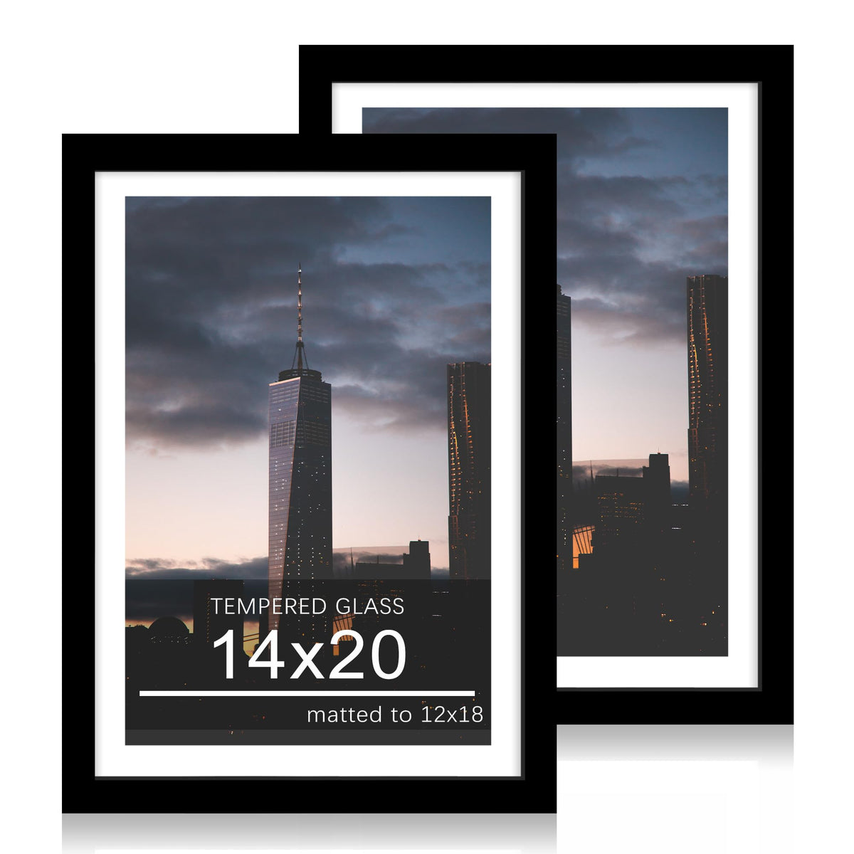 ccdcc 14x20 poster frame set 2 in black wood with mat protects 12x18 images.