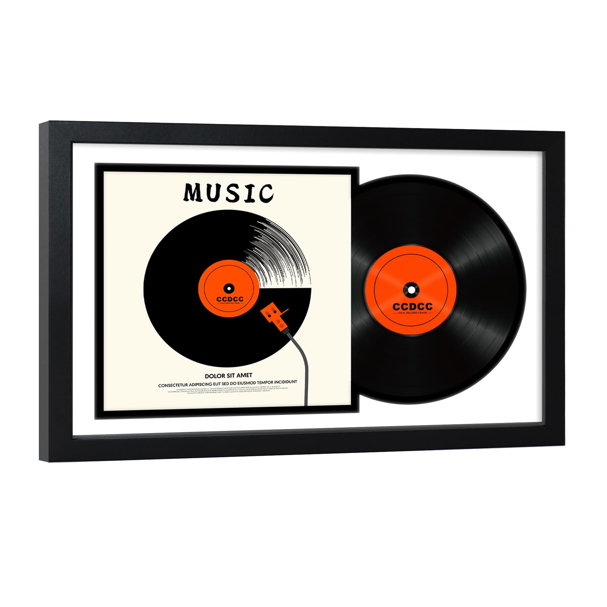 ccdcc 16.5x25 vinyl frame front view displays a 12x12 LP cover in clear tempered glass