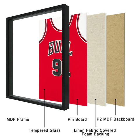 ccdcc 16x20 shadow box frame depth 1.4 inches showing layered memorabilia
