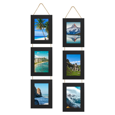 ccdcc 4x6 collage frame front view highlights rustic black wood and clear glass.