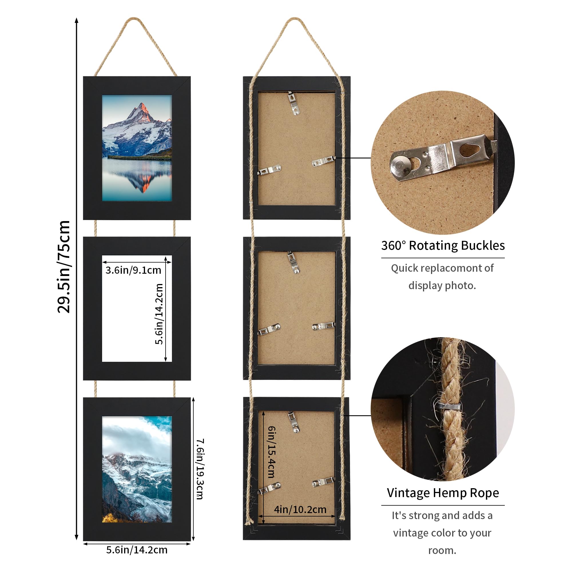 ccdcc 4x6 collage frame rope hanging shows vertical wall décor option.