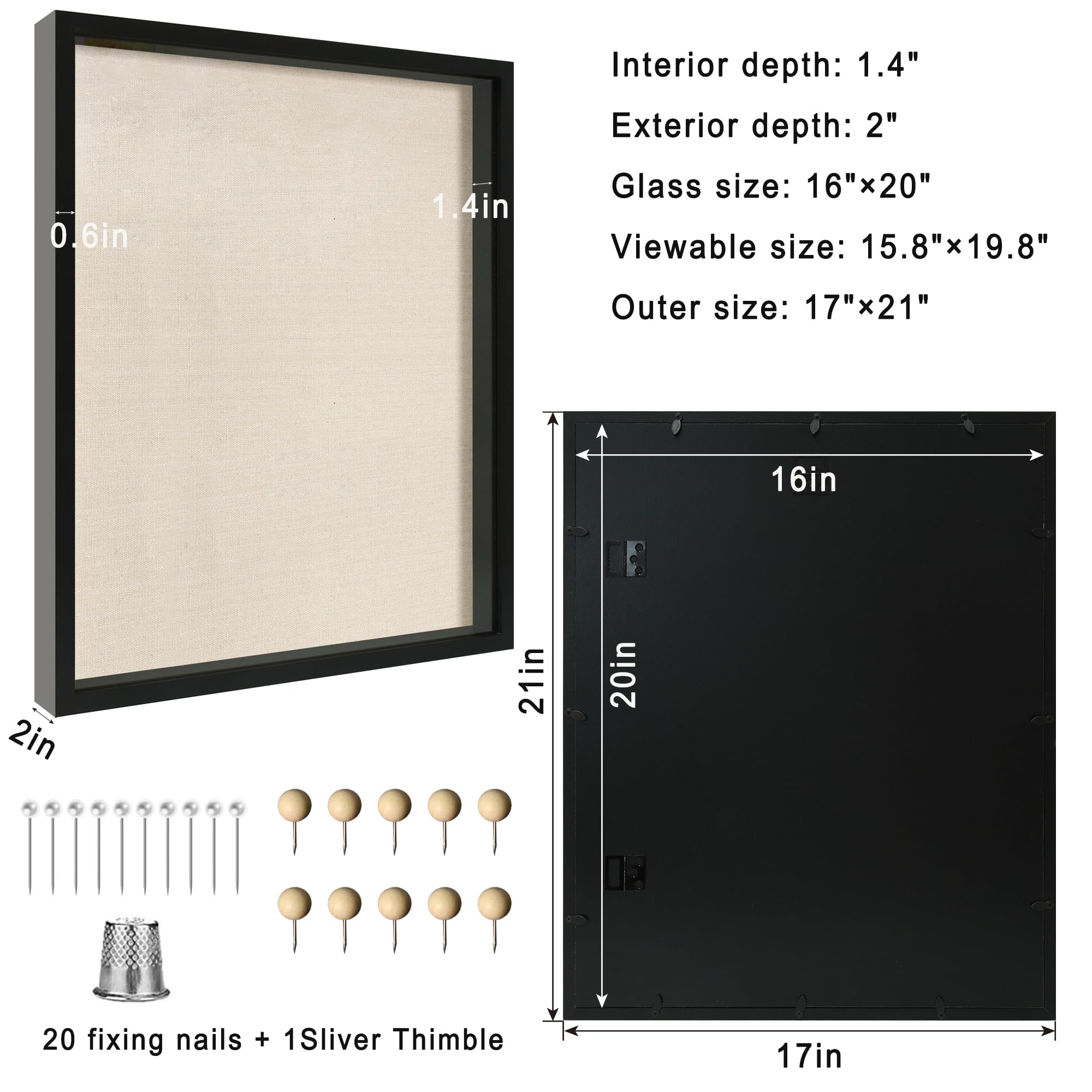 ccdcc shadow box back with 360-degree swivel buckles for easy orientation and hanging