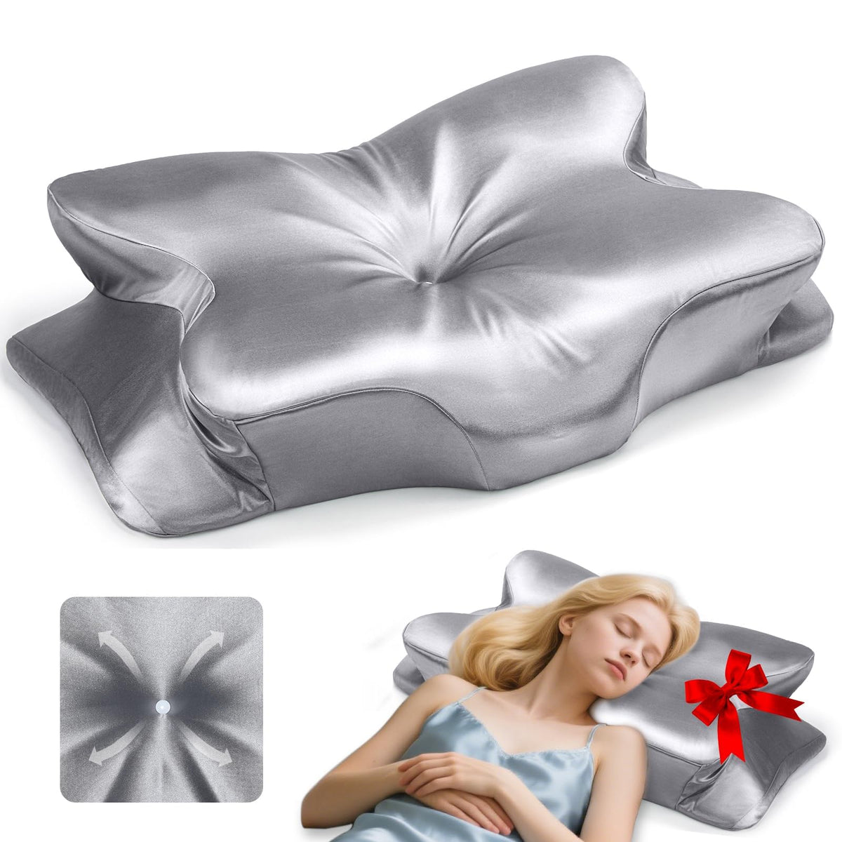 CCidea cervical neck pillow contour design supports all sleep positions
