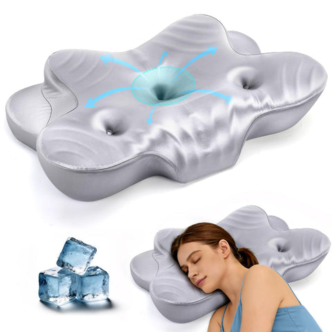 CCidea Dual Ear Relief Zone pillow showing ear-friendly side-sleep design for comfort