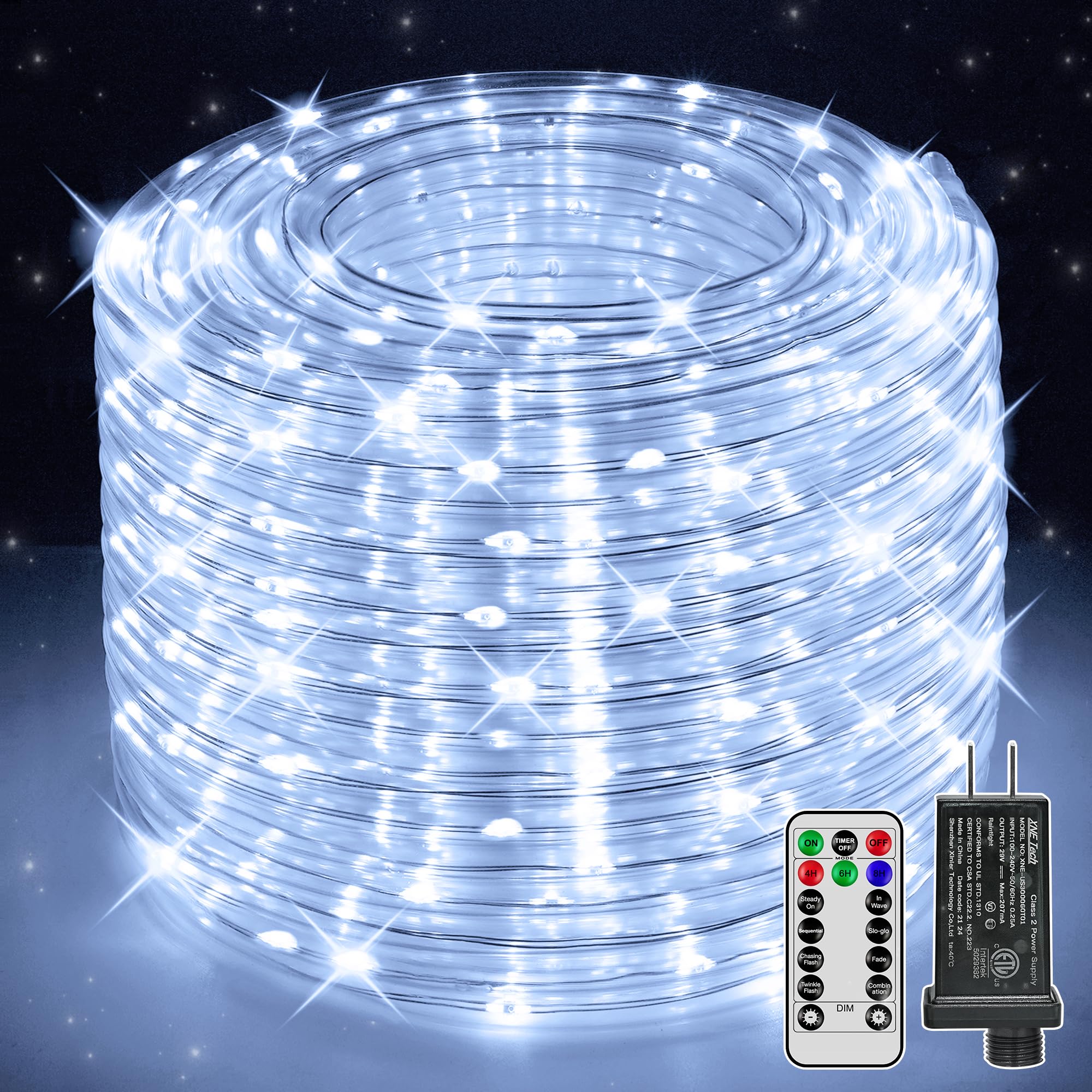 Ccinny 50ft LED rope light with remote for outdoor patio ambiance