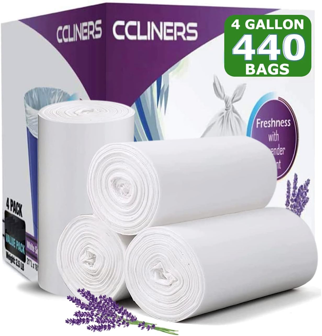 CCLINERS lavender-scented bag in household trash can for fresh ambiance