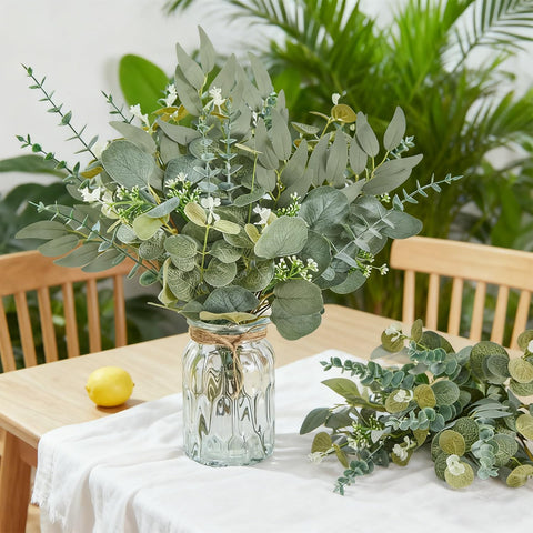 CCPanda artificial eucalyptus round leaves on stems for lush tablescape decor
