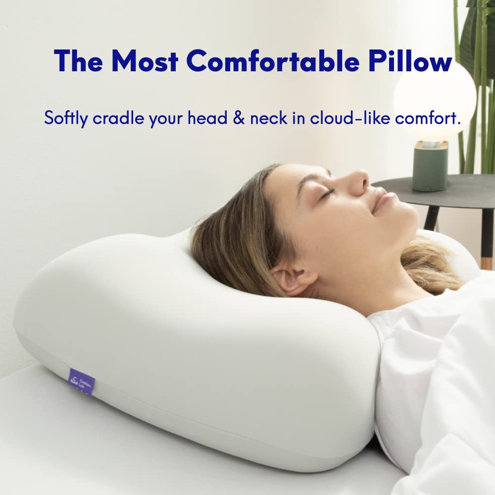C CUSHION LAB Deep Sleep Pillow back view highlighting contour-friendly support for back sleepers.