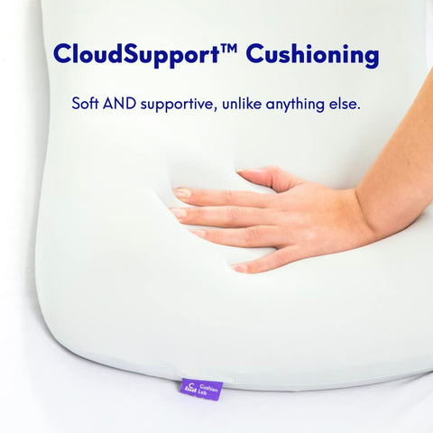 C CUSHION LAB Deep Sleep Pillow in-bed setup demonstrates versatile comfort for daily use.