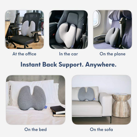 CC Cushion Lab on a plane seat providing comfortable travel support.