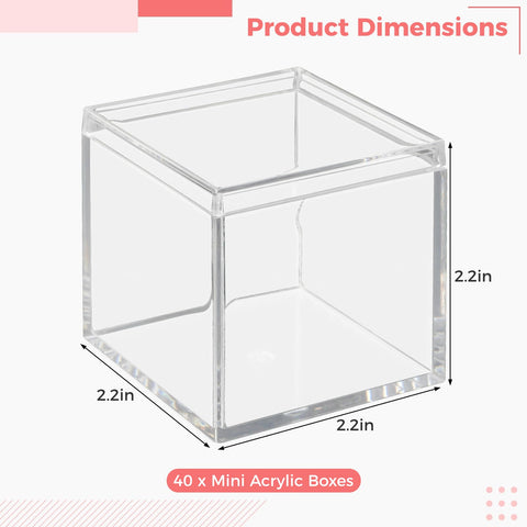 CDOKY clear 2.2-inch square acrylic boxes with lids for quick item finding.