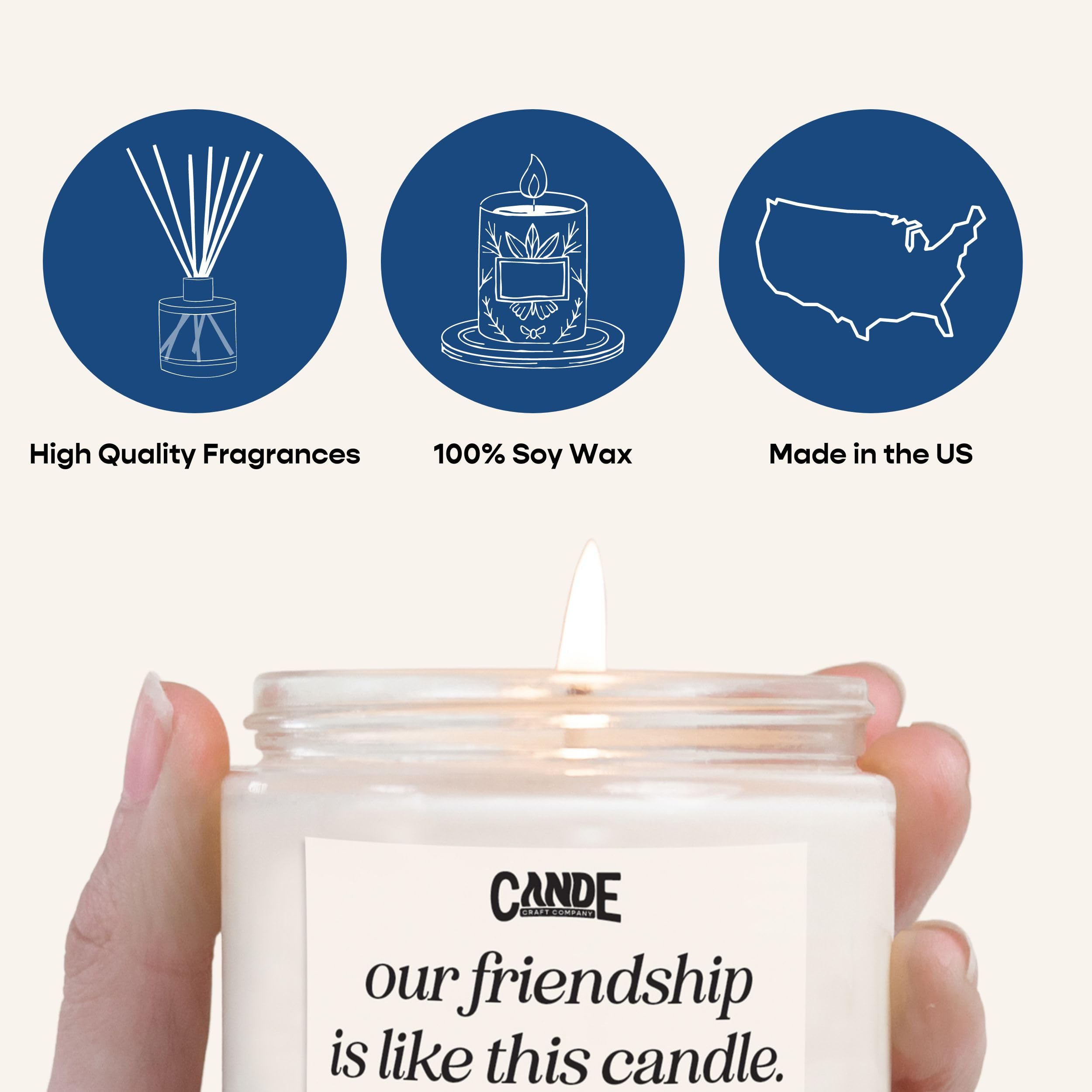 CE CRAFT Soy wax candle close-up, clean-burning formulation for family homes