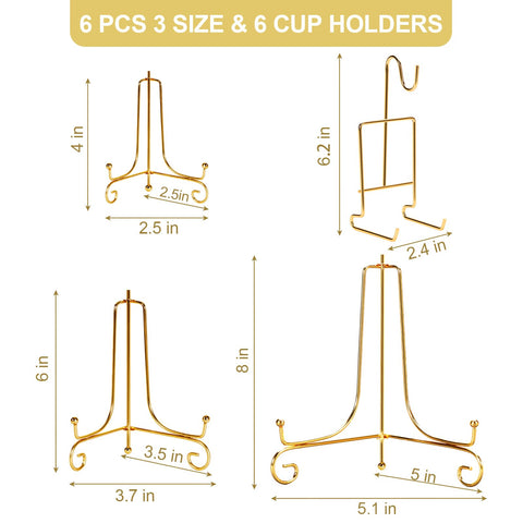 Cecnamt gold plate stand 6 inch ideal for mid-sized plates or art pieces