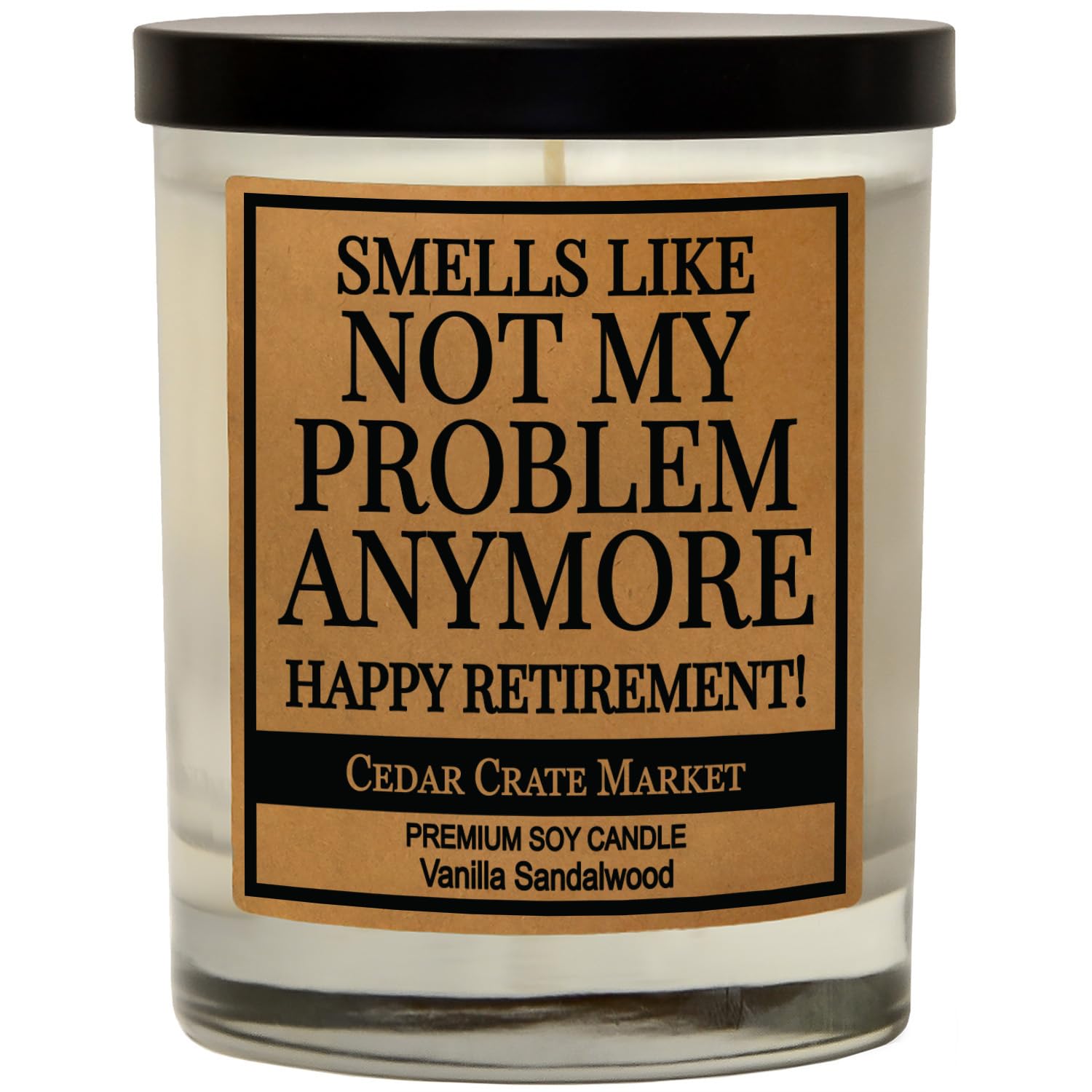 CEDAR CRATE MARKET vanilla sandalwood candle in a USA-made jar for long-lasting retirement ambiance