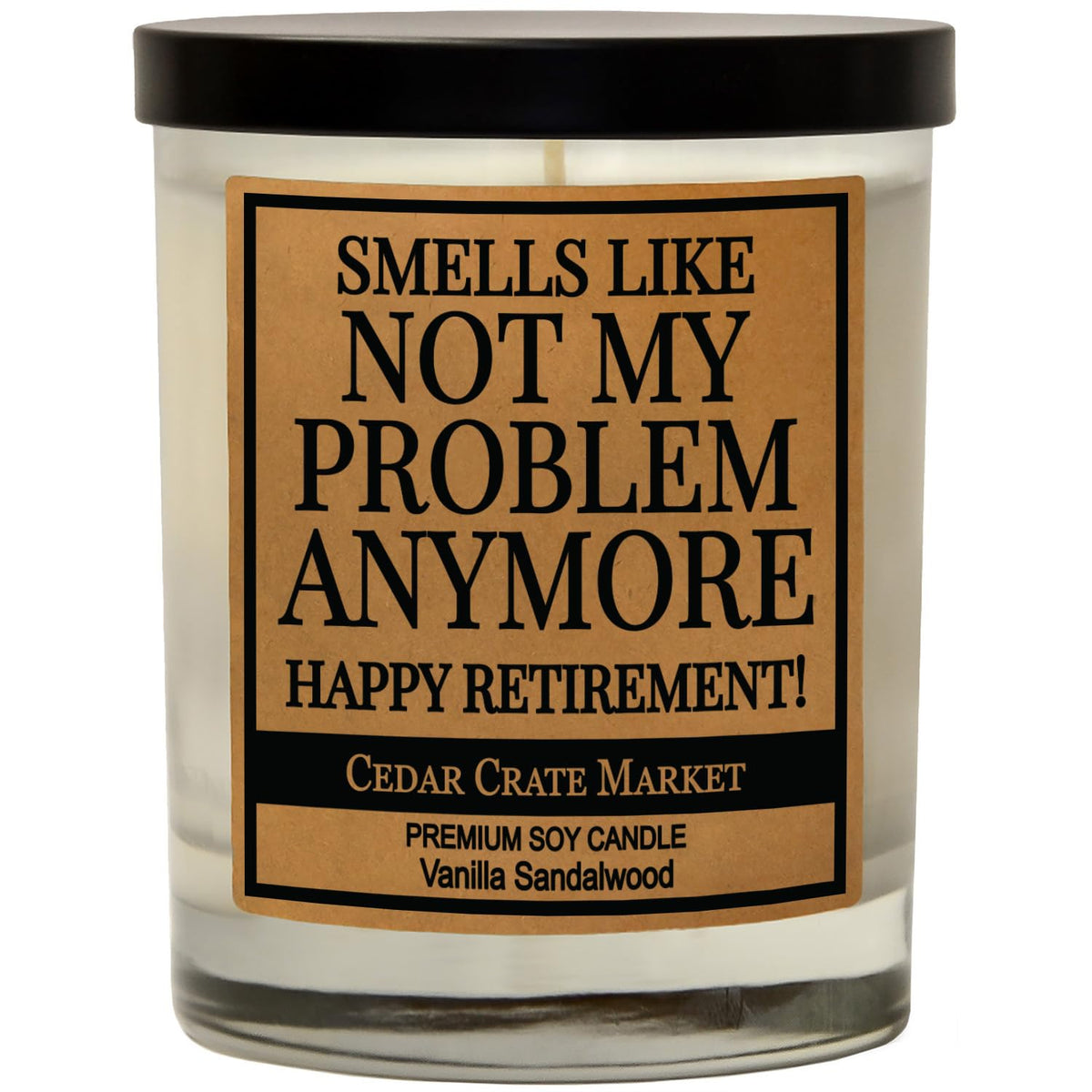CEDAR CRATE MARKET vanilla sandalwood candle in a USA-made jar for long-lasting retirement ambiance