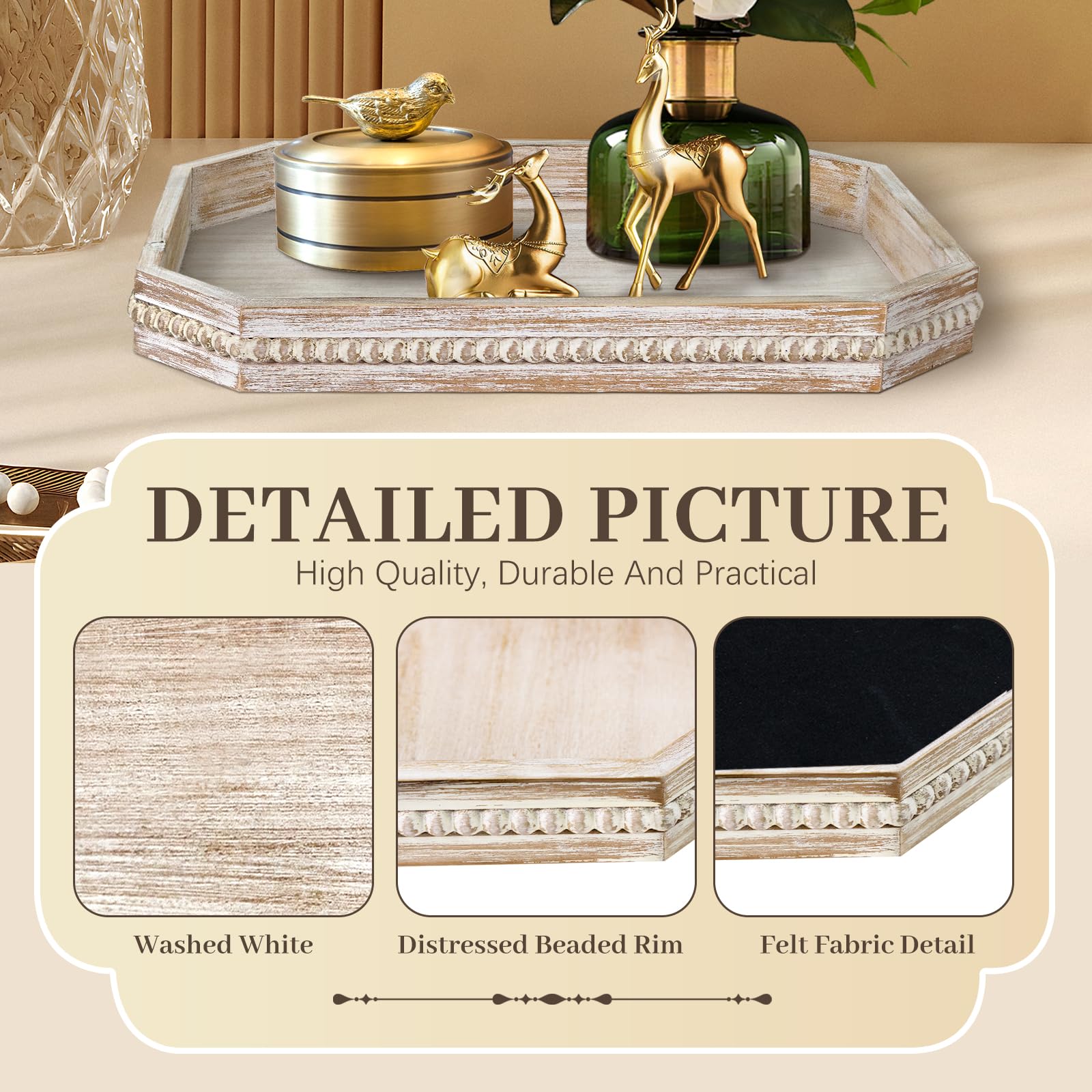 CEDARLUX wooden tray showcases artisan bead detailing for display or gifting.