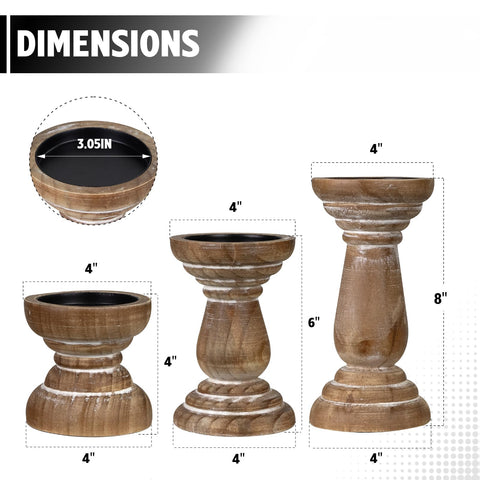 CEDARLUX pillar candle holder set of 3 medium adds warm mantel glow.