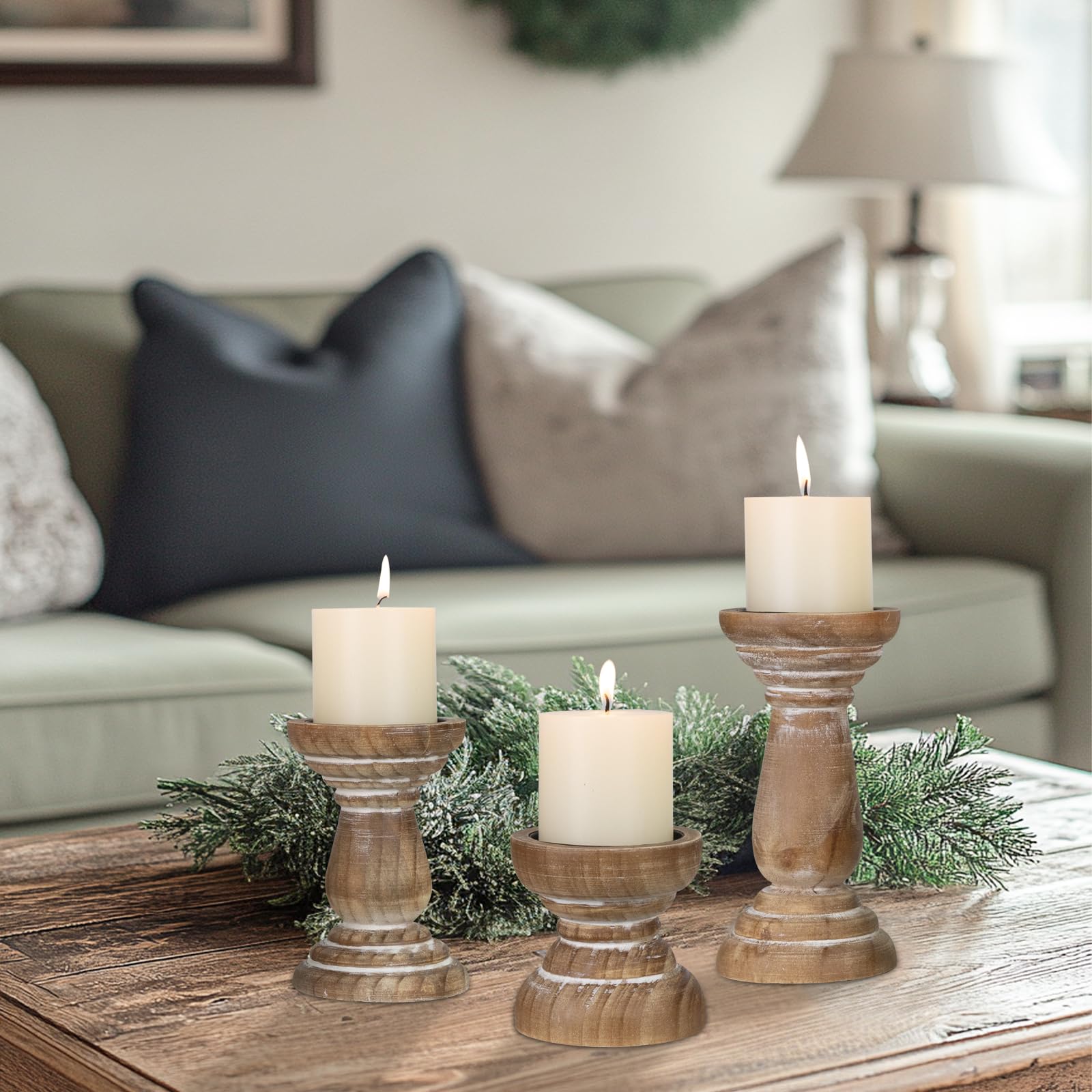 CEDARLUX vintage candle stand handmade texture for unique decor.