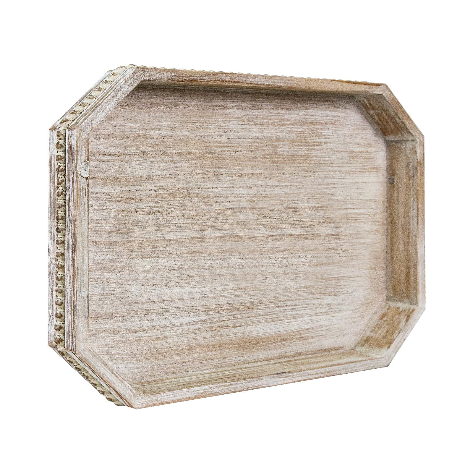 CEDARLUX wooden tray with rustic bead trim enhances table decor for entertaining.