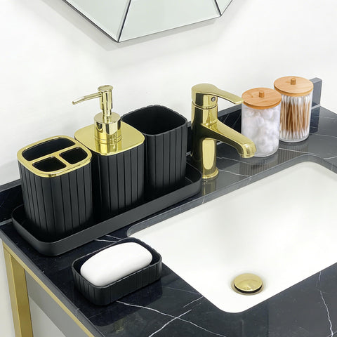 CedarShin black soap dispenser offers controlled, mess-free soap dispensing.
