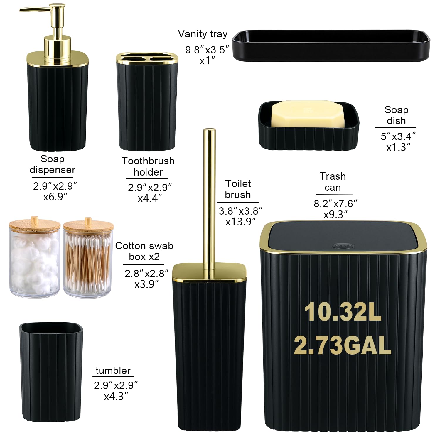 CedarShin black trash can complements modern bathrooms for tidy waste management.
