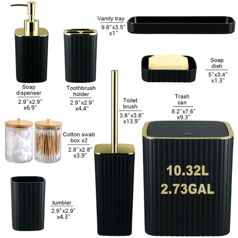 CedarShin black trash can complements modern bathrooms for tidy waste management.