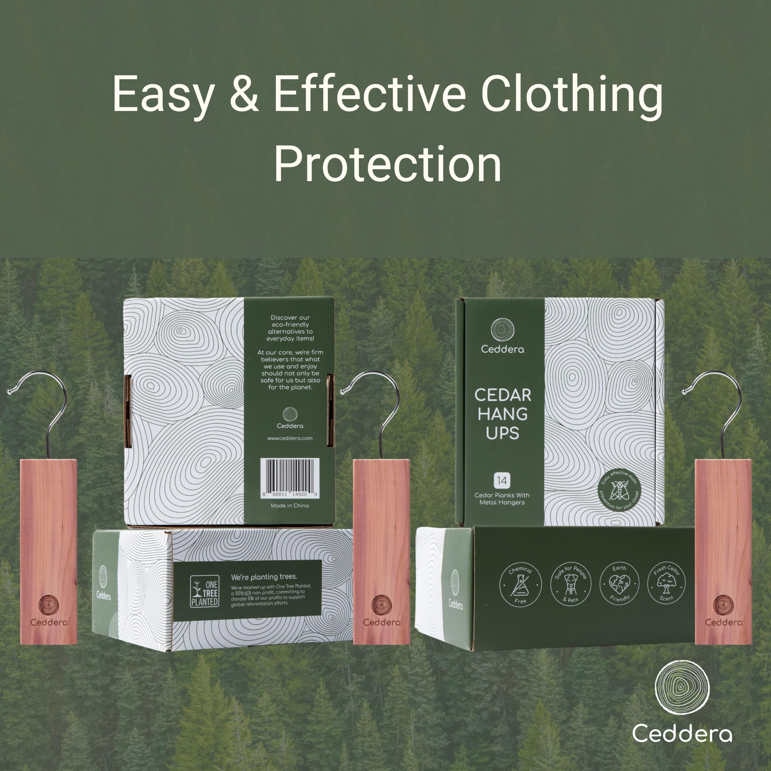 Green planet pledge symbol with Ceddera cedar blocks in storage