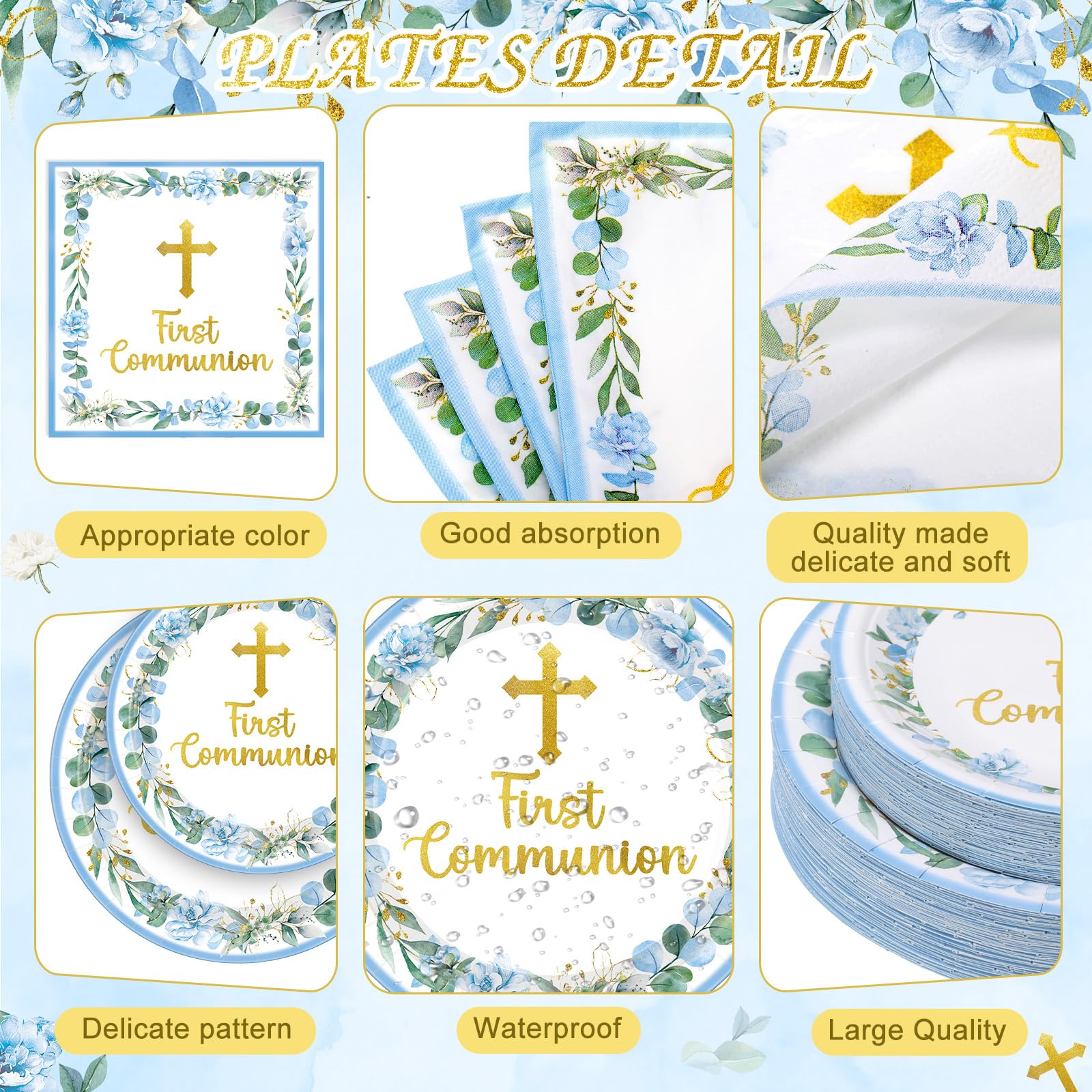 Ceenna first communion napkins 13x13 offer elegant decor and quick cleanup after meals.