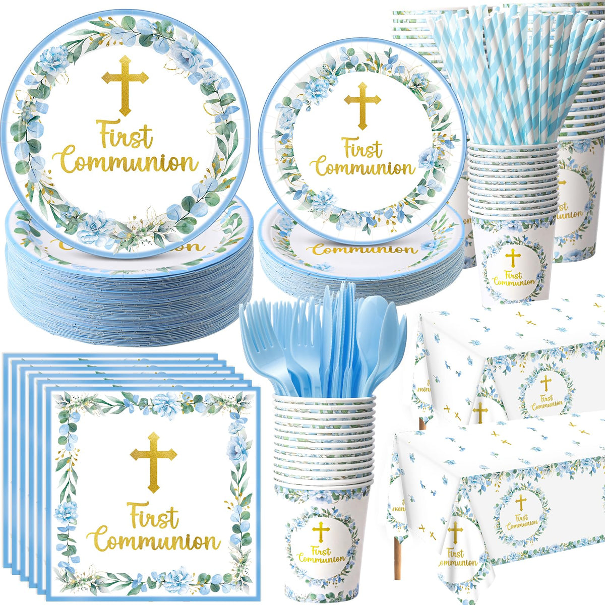 Ceenna first communion plates 9in for sturdy, reliable serving at sacred celebrations.