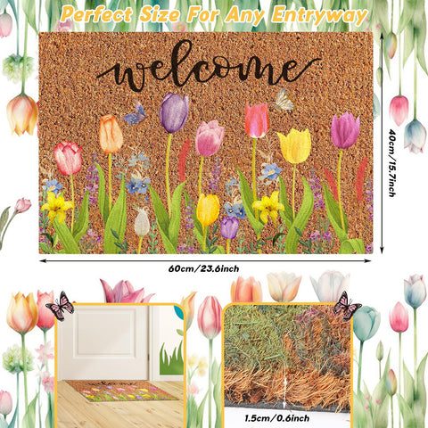 Ceenna spring floral design door mat for outdoor or indoor use.
