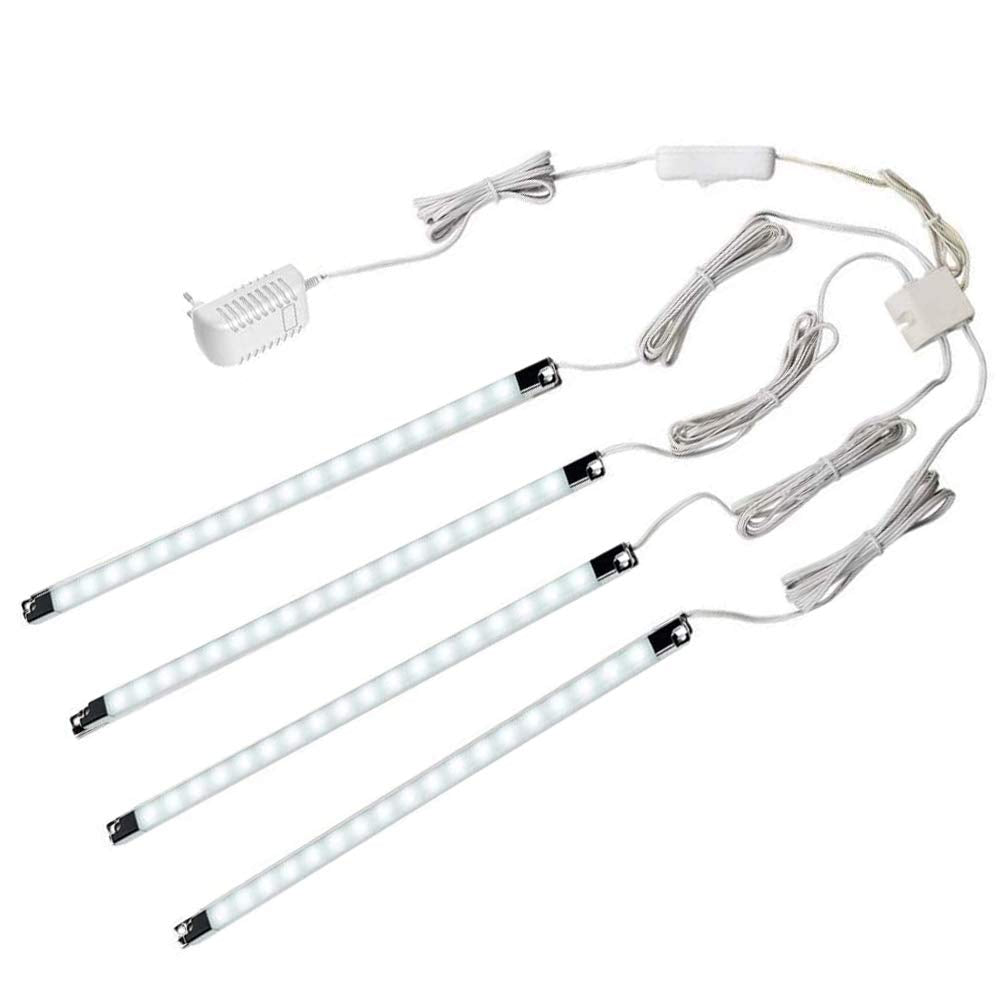 Cefrank 4-pack 12-inch LED light bars illuminating a display case with even brightness for collectibles.