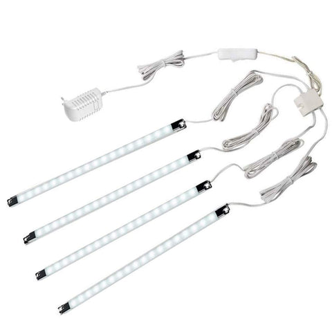 Cefrank 4-pack 12-inch LED light bars illuminating a display case with even brightness for collectibles.